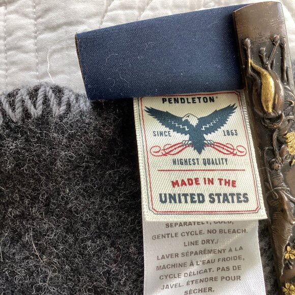 PENDLETON Eco-Wise Wool Throw Blanket  | Irving Charcoal 58x48 Washable - Picture 5 of 11